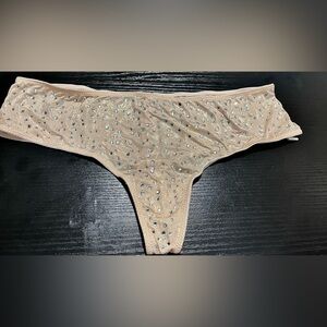Victoria's Secret Shimmering Nude Thong with Rhinestones